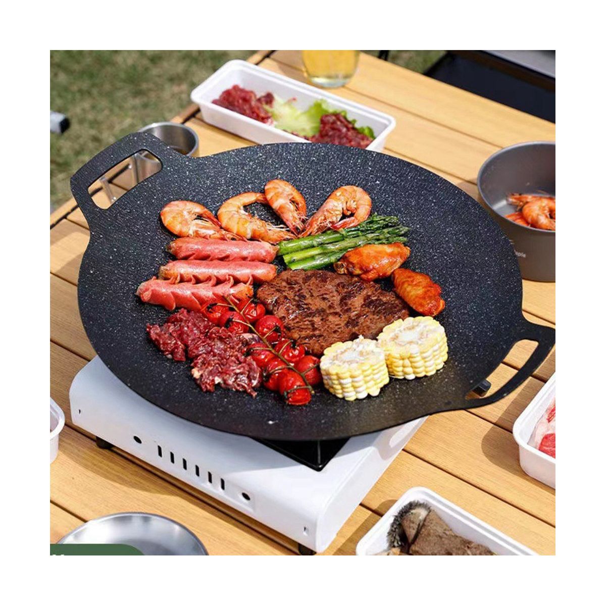 Korean BBQ Non Stick Baking Pan Round BBQ Grill Plate Grill Non Stick Round Baking Pan Universal 30cm