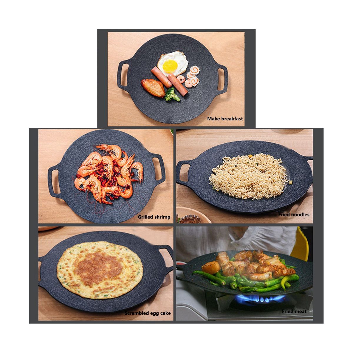 Korean BBQ Non Stick Baking Pan Round BBQ Grill Plate Grill Non Stick Round Baking Pan Universal 30cm