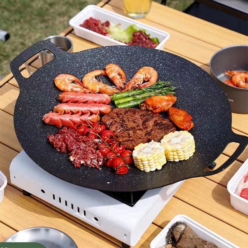 Korean BBQ Non Stick Baking Pan Round BBQ Grill Plate Grill Non Stick Round Baking Pan Universal 30cm