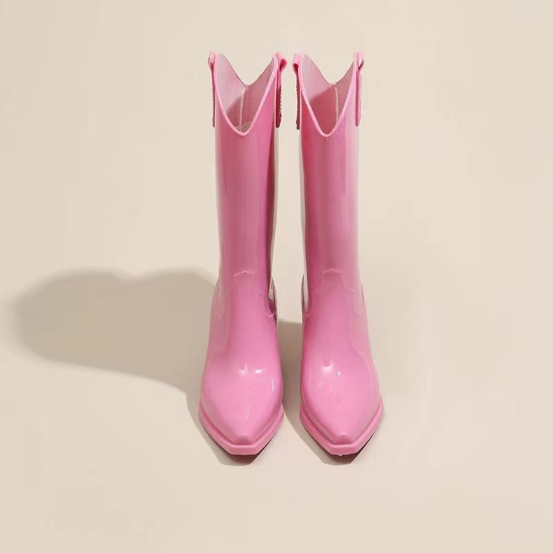Pointed Rain Boots, Anti-skid, Waterproof,  High Fashion-Bright Pink