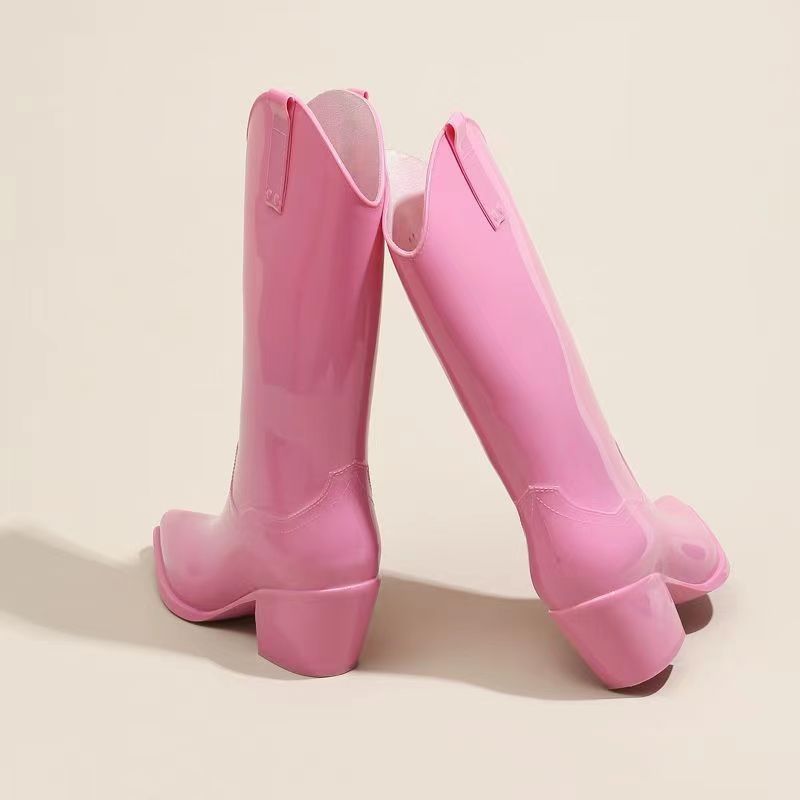 Pointed Rain Boots, Anti-skid, Waterproof,  High Fashion-Bright Pink