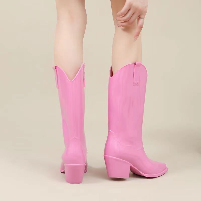 Pointed Rain Boots, Anti-skid, Waterproof,  High Fashion-Bright Pink