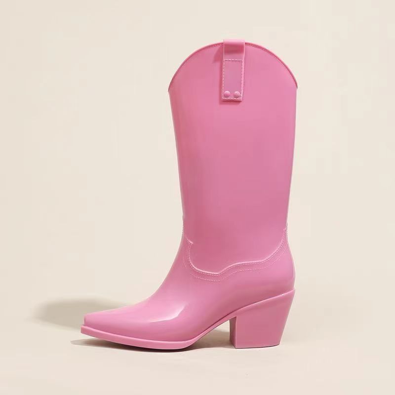 Pointed Rain Boots, Anti-skid, Waterproof,  High Fashion-Bright Pink