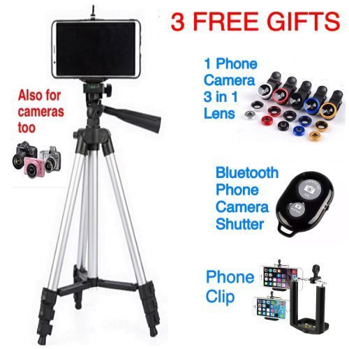 Phone Tripod Stand With Remote Control Lightweight Portable