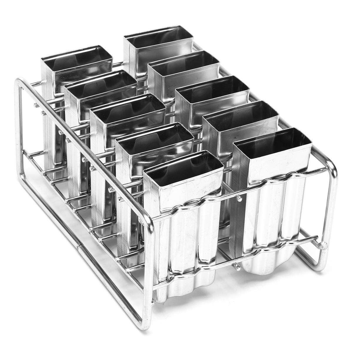 10pcs Stainless Steel Molds Ice Lolly Popsicle Ice Stick Holder Mould DIY 5 Round Head Double Groove 5 Flat Head Double Groove