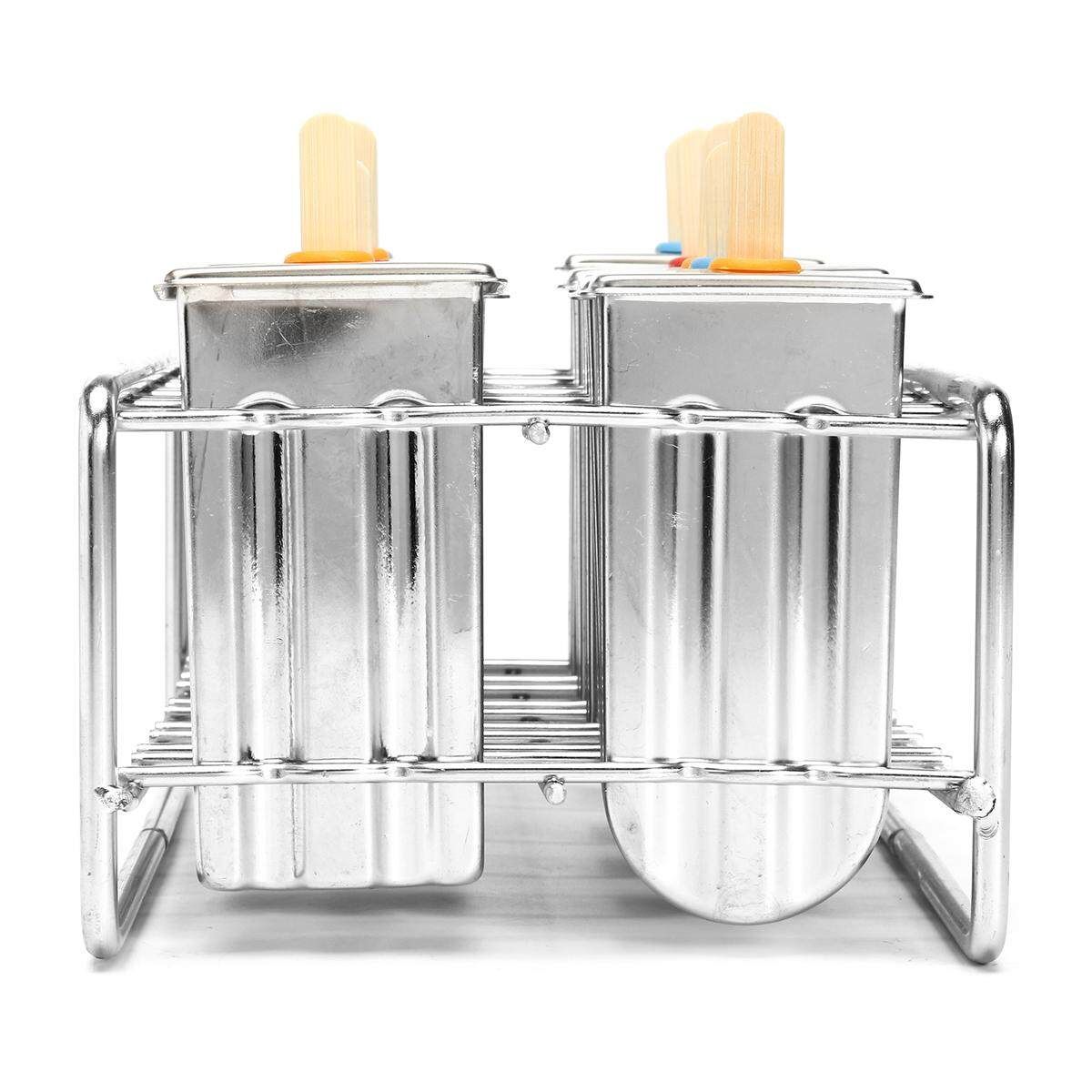10pcs Stainless Steel Molds Ice Lolly Popsicle Ice Stick Holder Mould DIY 5 Round Head Double Groove 5 Flat Head Double Groove
