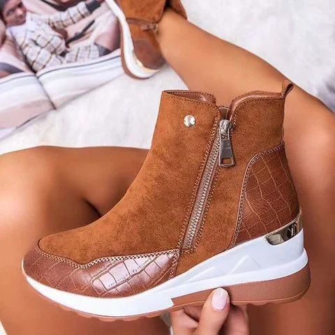 Winter Boots Women Fashion Warm Snow Boots Wedge Platform Boots Women's Ankle Boots Size 43 Side Zi