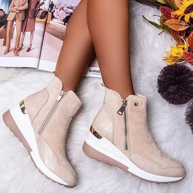 Winter Boots Women Fashion Warm Snow Boots Wedge Platform Boots Women's Ankle Boots Size 43 Side Zi