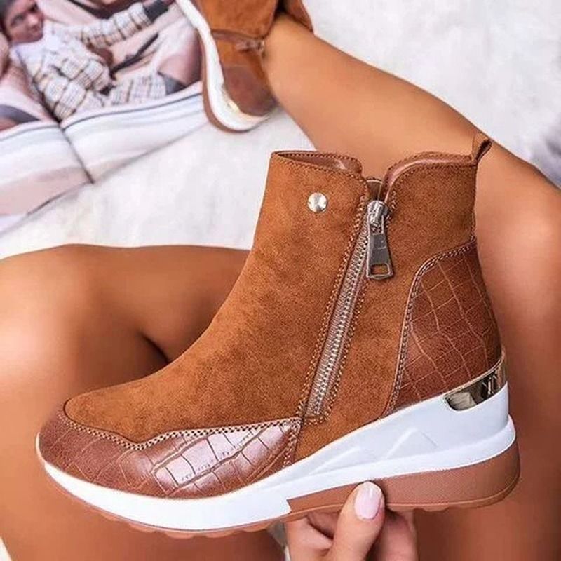 Winter Boots Women Fashion Warm Snow Boots Wedge Platform Boots Women's Ankle Boots Size 43 Side Zi