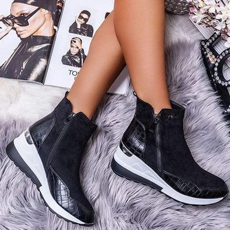 Winter Boots Women Fashion Warm Snow Boots Wedge Platform Boots Women's Ankle Boots Size 43 Side Zi