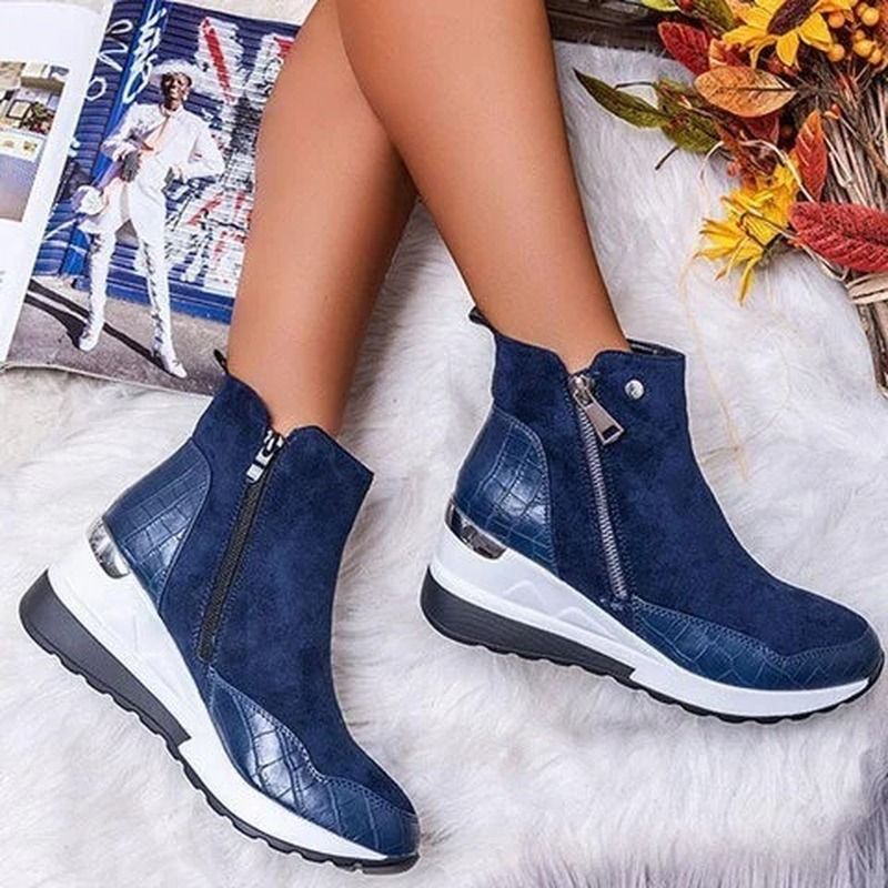 Winter Boots Women Fashion Warm Snow Boots Wedge Platform Boots Women's Ankle Boots Size 43 Side Zi