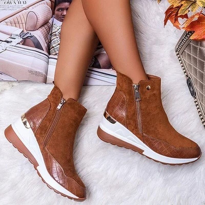 Winter Boots Women Fashion Warm Snow Boots Wedge Platform Boots Women's Ankle Boots Size 43 Side Zi