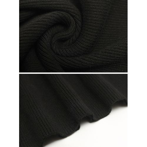 Autumn V Neck Sweater Women Winter Knitted Slim Back V-neck Pullover Tops Casual Long Sleeve Knitting Stretch Sweater Pull Femme(#Black)