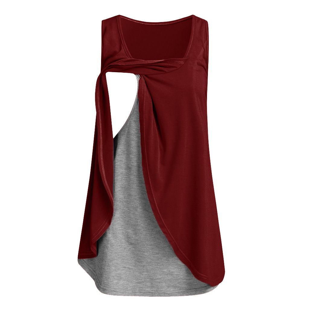 Breast-feeding Clothing Round Collar Sleeveless Nursing Vest To Prevent Naked