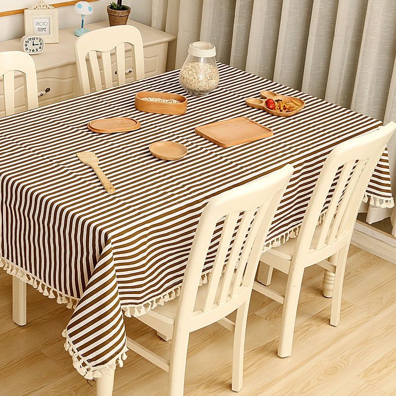 Cloth Cotton Dining Tablecloth Decoration Cloth, Size:70x70cm(Brown Stripe)