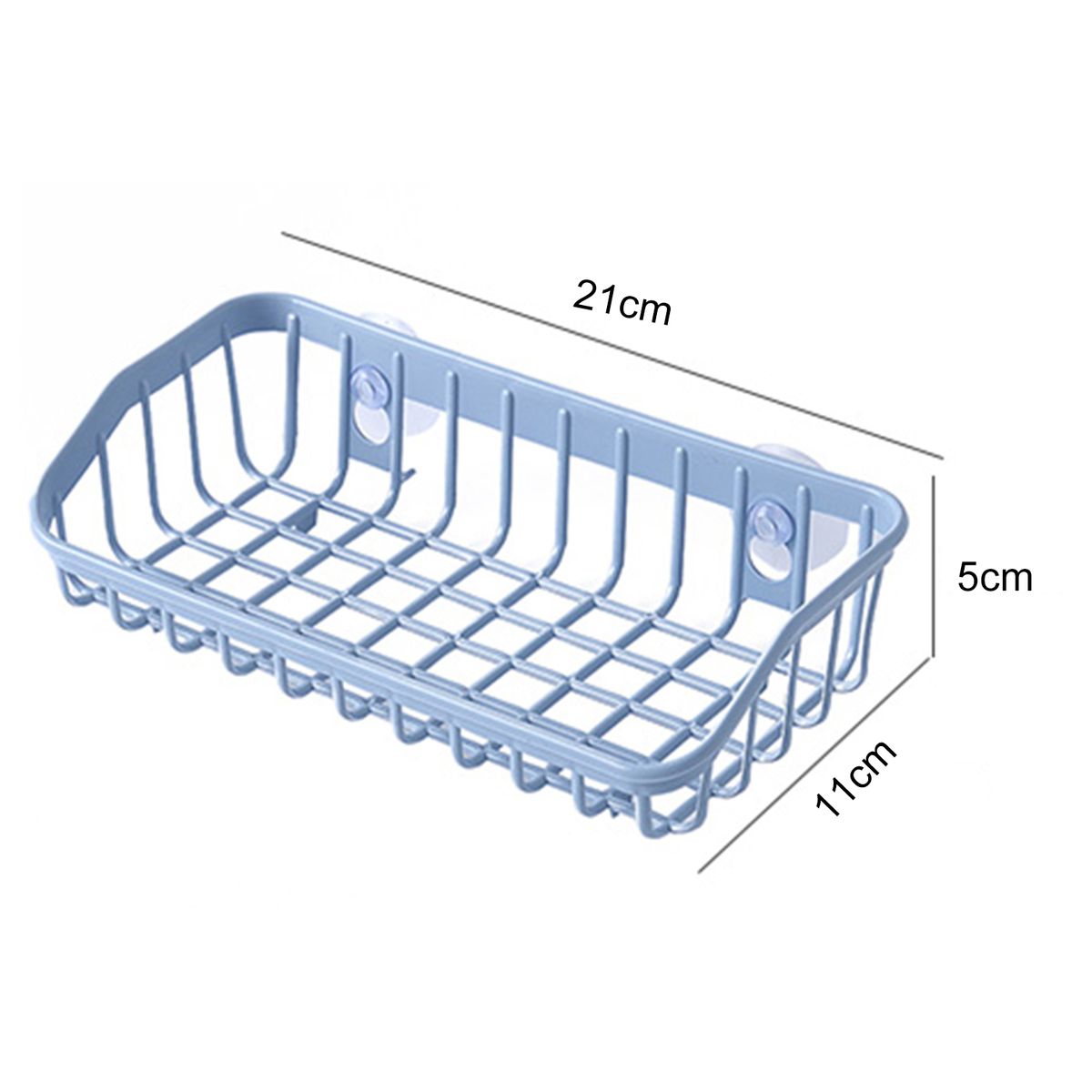 Kitchen Gadget Dual Suction Cup Drainage Shelf Dish Sponge Storage Rack Holder-Light Blue