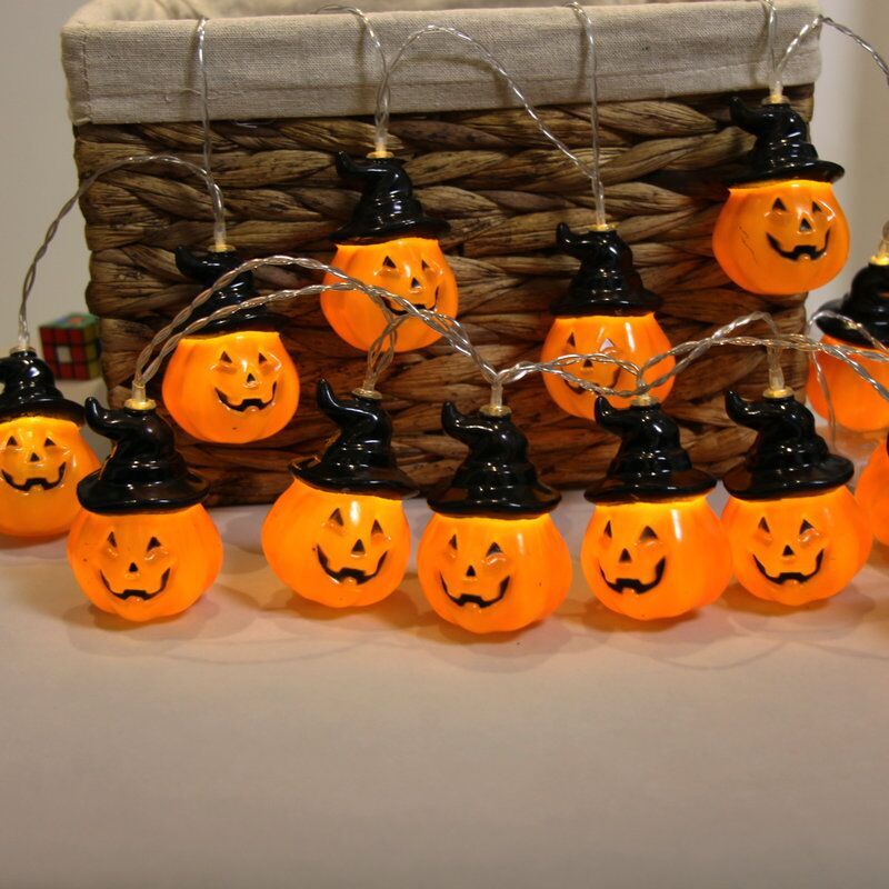 Halloween Pumpkin Lights Lanterns 10 20 40 LED 3D Pumpkin