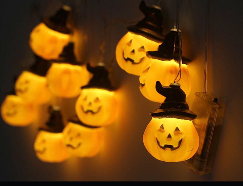 Halloween Pumpkin Lights Lanterns 10 20 40 LED 3D Pumpkin