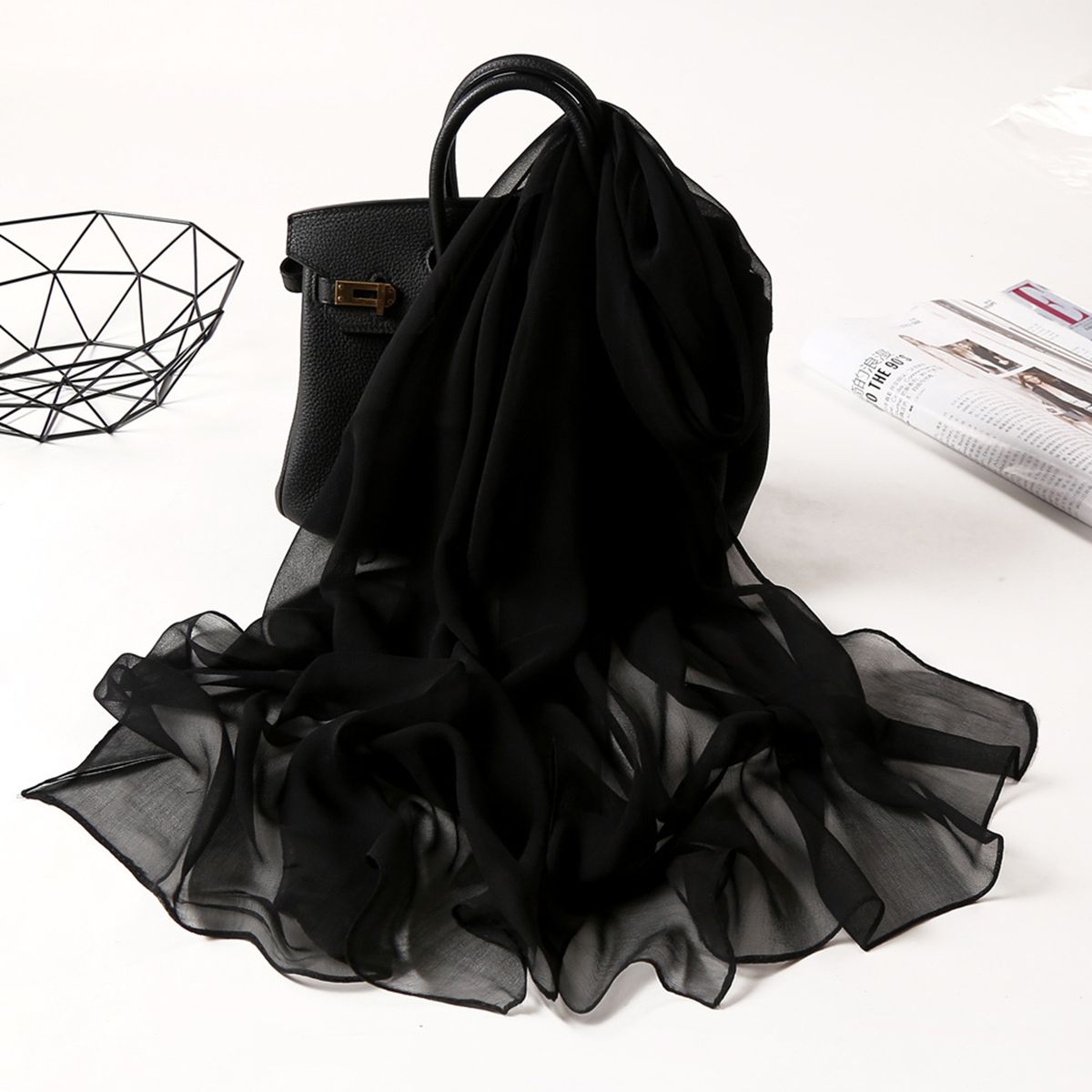 Women Shawls Sun Protection Women Scarf Black