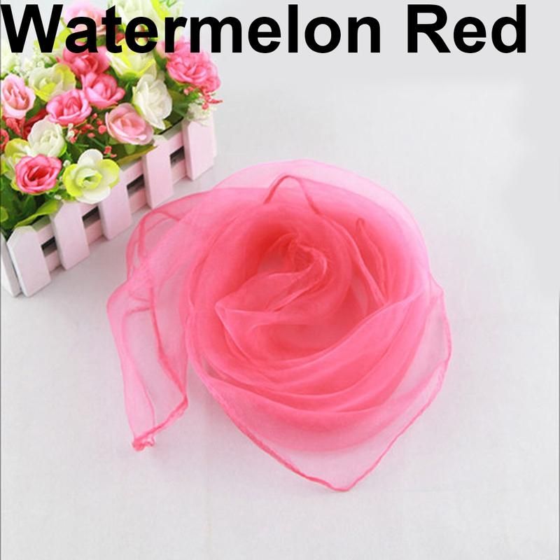 Women Girl Candy Color Soft Light Weight Chiffon Neck-Pink
