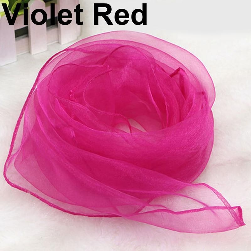 Women Girl Candy Color Soft Light Weight Chiffon Neck-Pink
