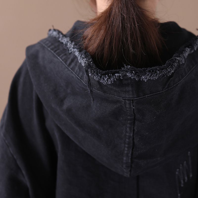 Denim Jacket Female Hooded