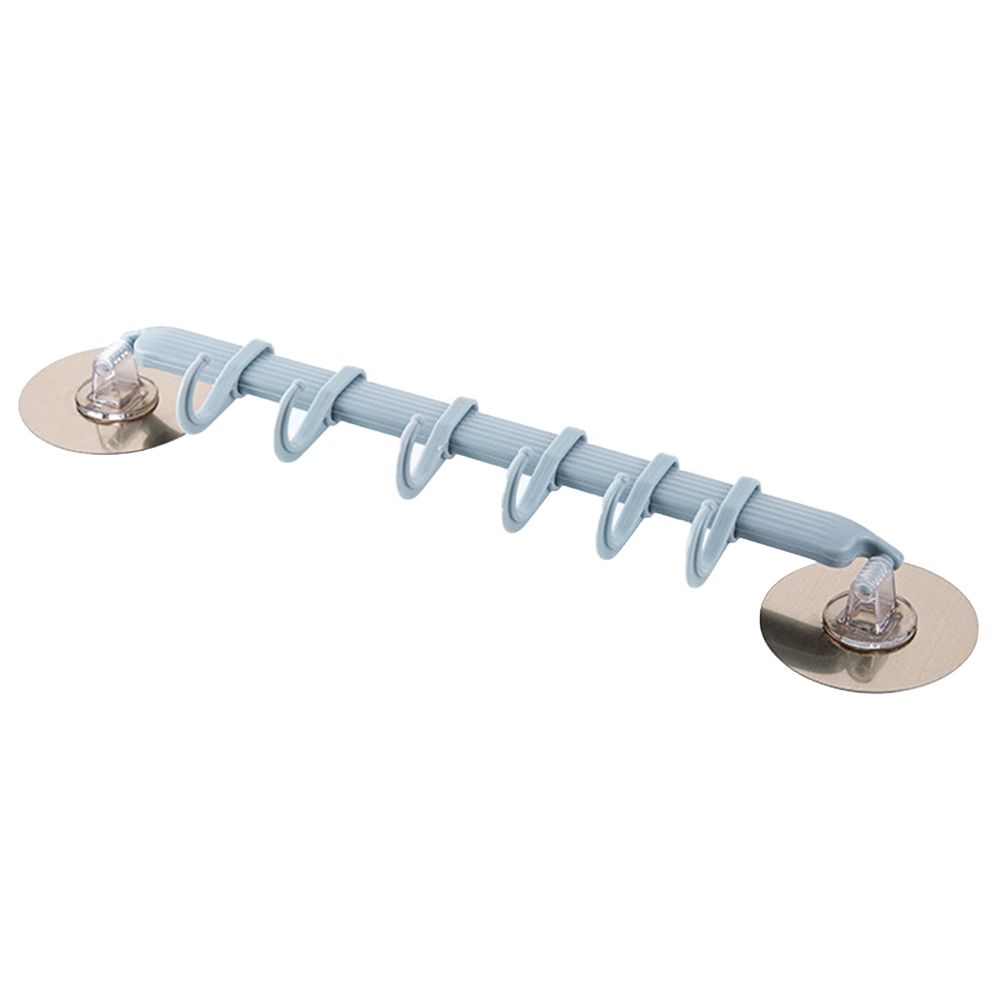 Strong Adhesive Wall Mounted 6-Hook Kitchen Bathroom Hanger Storage Rack Holder-Blue