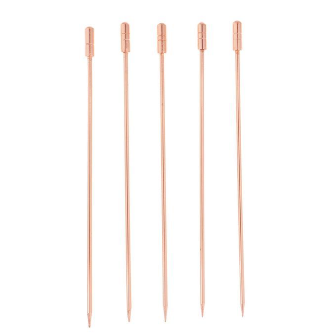 5pcs Cocktail Food Fruit Fork Picks Stick Drink Cylinder-Rose Gold