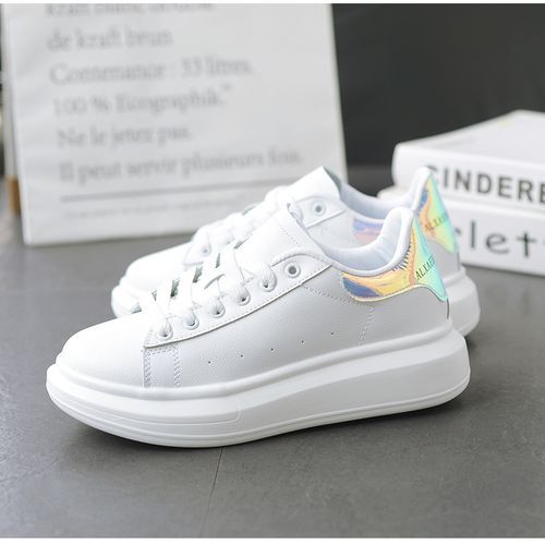 JAVING METALLIC CONTRAST SNEAKERS,WHITE,SILVER