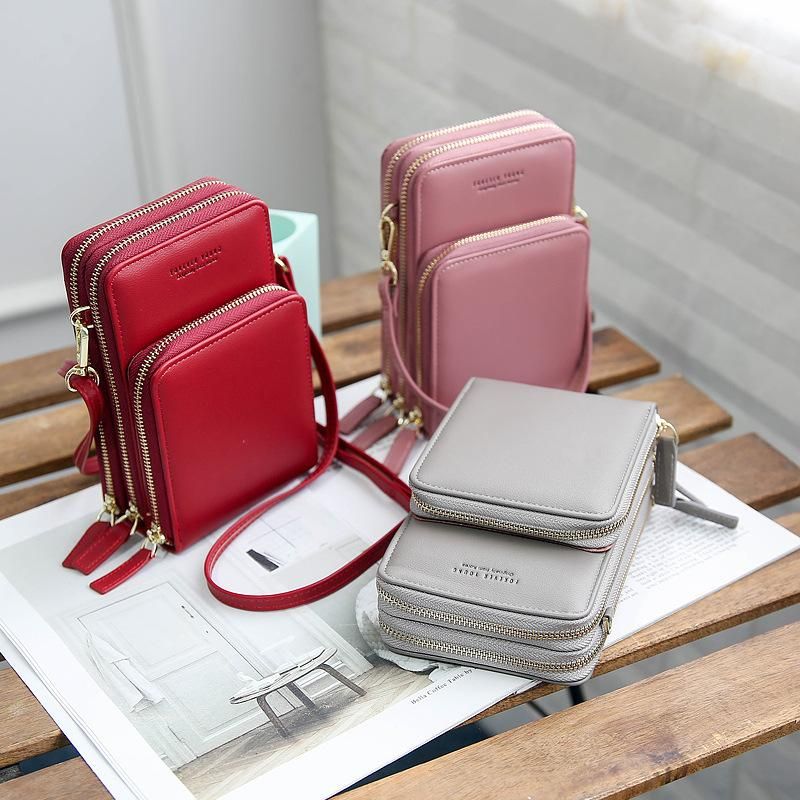 New Korean style bag women's fashion large-capacity one-shoulder women's wallet women's diagonal bag solid color multi-compartment mobile phone bag black