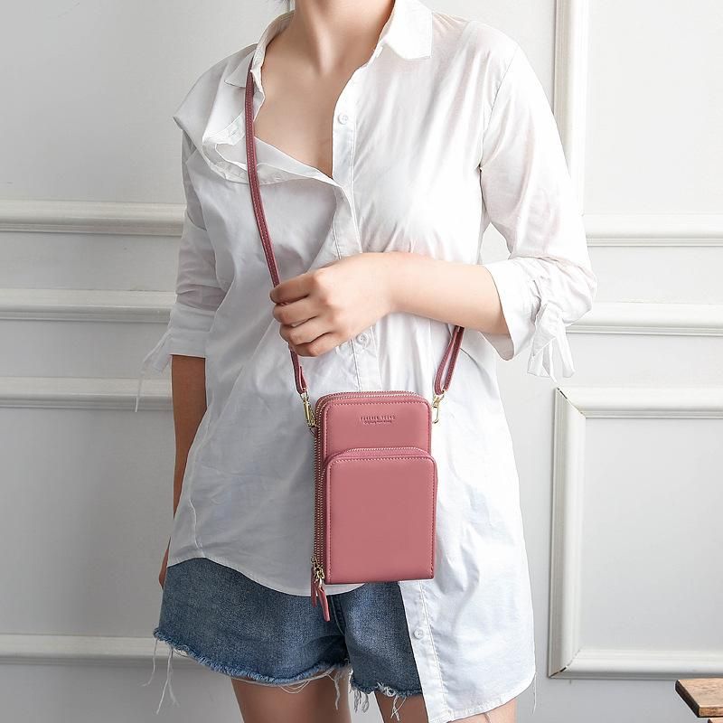New Korean style bag women's fashion large-capacity one-shoulder women's wallet women's diagonal bag solid color multi-compartment mobile phone bag black