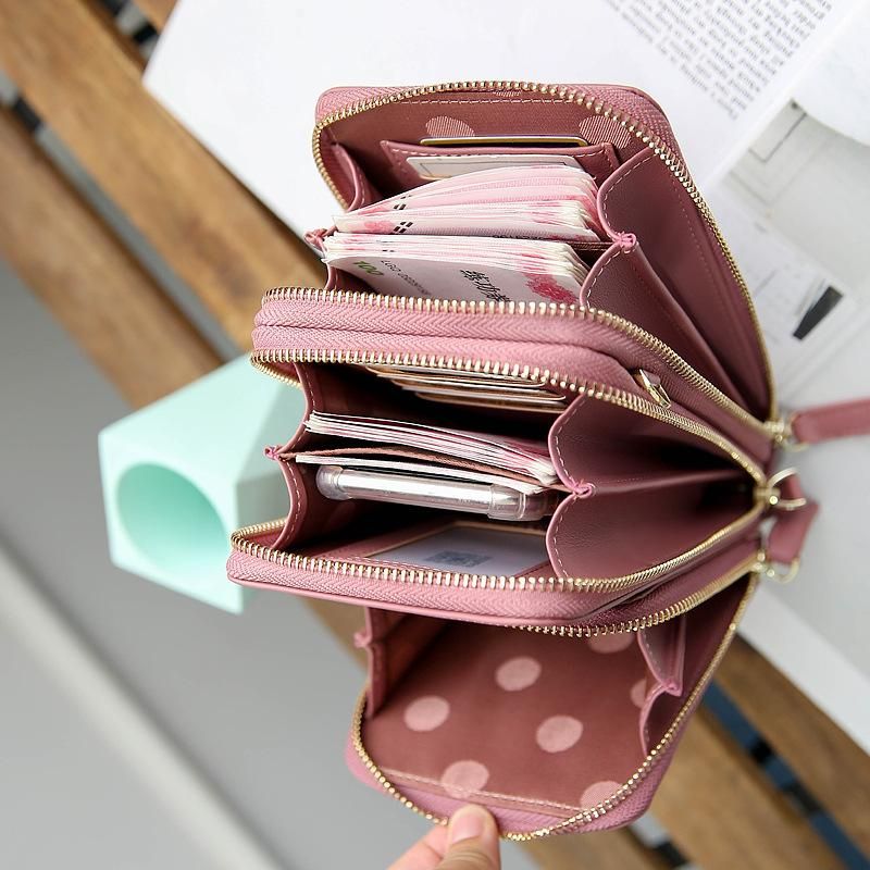 New Korean style bag women's fashion large-capacity one-shoulder women's wallet women's diagonal bag solid color multi-compartment mobile phone bag black