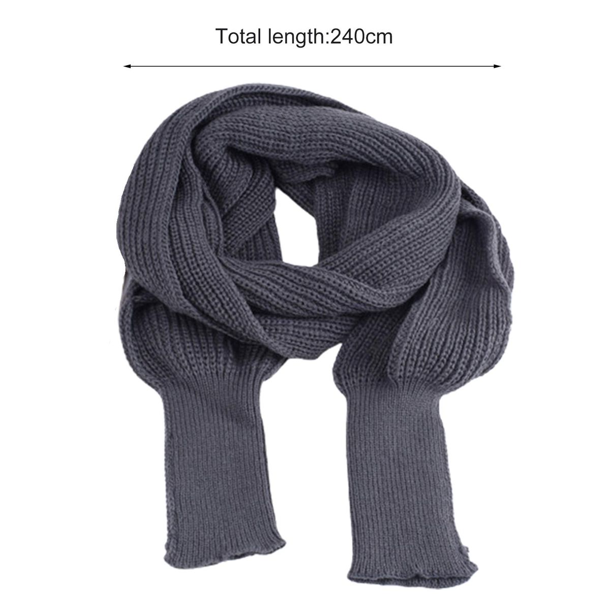 Sweater Scarf Sleeve Wrap Ultra Long Imitation-Wine Red