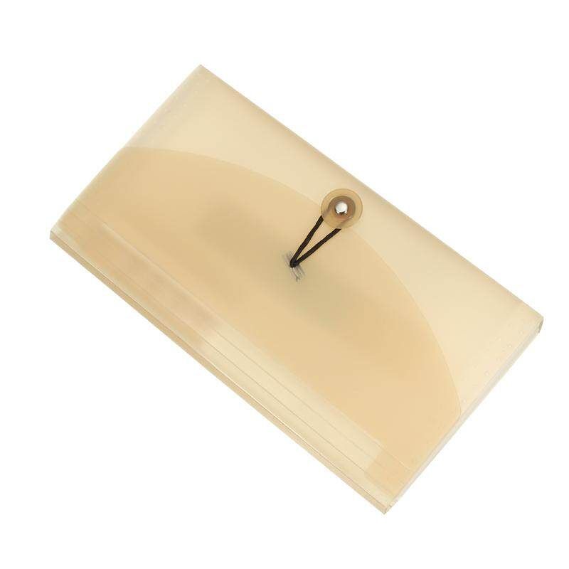 New 1pc Plastic Document Bag File Folder Expanding Wallet Bill Folder Small Size 260*147mm Ginger Translucent