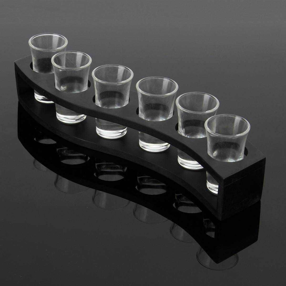 26ml Lead Free Glass 6 PCS Bullets Cup Shot Thick Bottom Swallow A Cup Suit Bar Drinking Utensils Suit With Glasses Frame