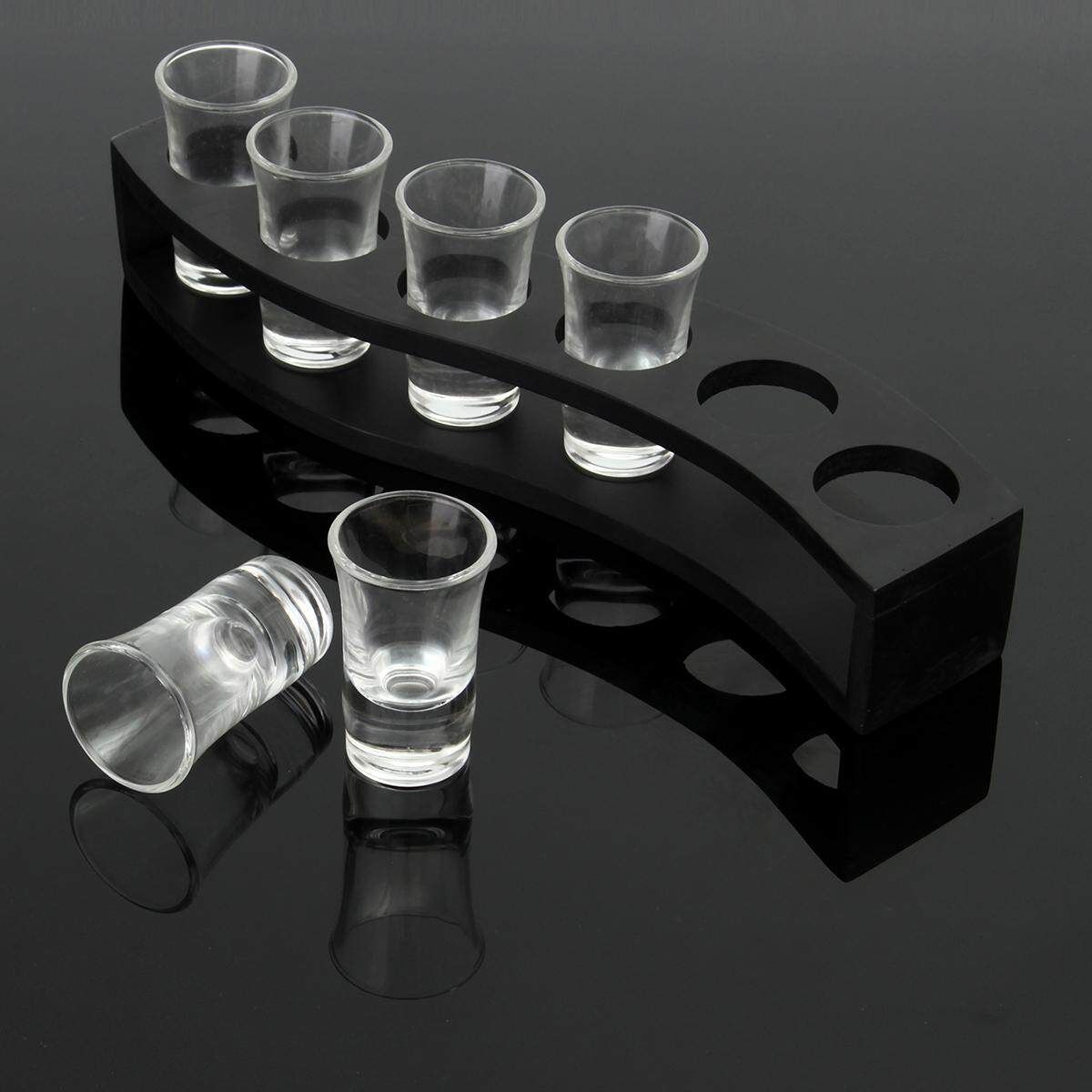 26ml Lead Free Glass 6 PCS Bullets Cup Shot Thick Bottom Swallow A Cup Suit Bar Drinking Utensils Suit With Glasses Frame