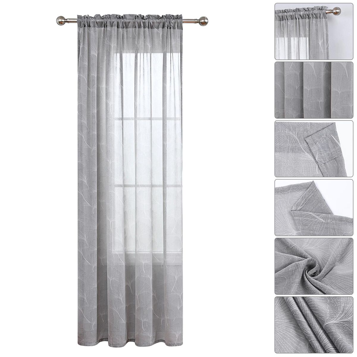 1PC Curtain Home Modern Simple Printing Ginkgo Biloba 140cm * 260cm  Breathable Shading UV Protection Bedroom Living Room Balcony Curtains