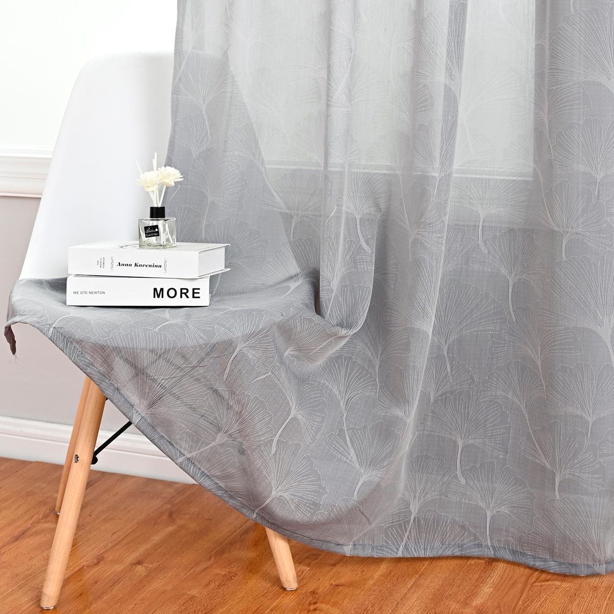 1PC Curtain Home Modern Simple Printing Ginkgo Biloba 140cm * 260cm  Breathable Shading UV Protection Bedroom Living Room Balcony Curtains