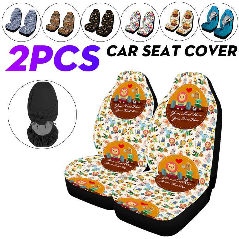 2-Pack Seat Digital Printing Four Seasons Universal Car Fabric Seat Cover YH1025