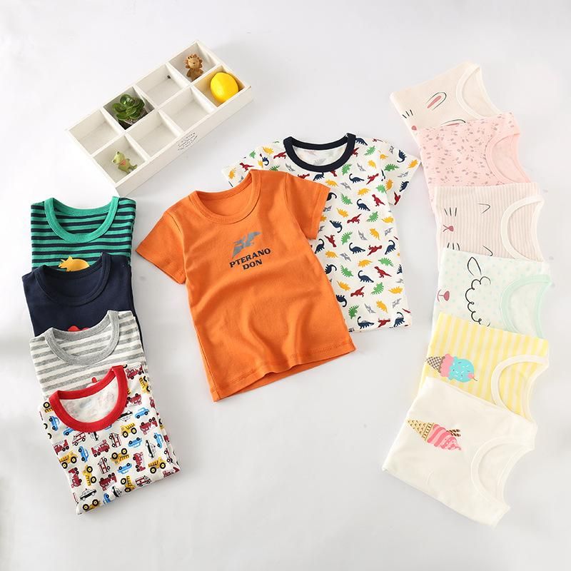 2020 Summer Threaded Children's Clothing Boys And Girls Baby Half Sleeve Pure Cotton Short