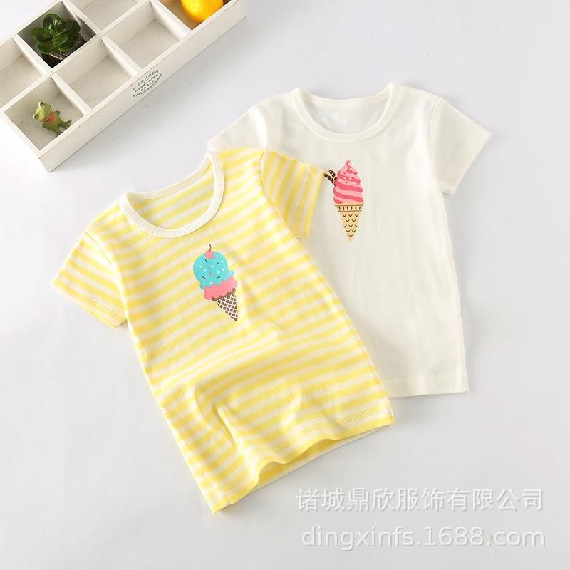 2020 Summer Threaded Children's Clothing Boys And Girls Baby Half Sleeve Pure Cotton Short