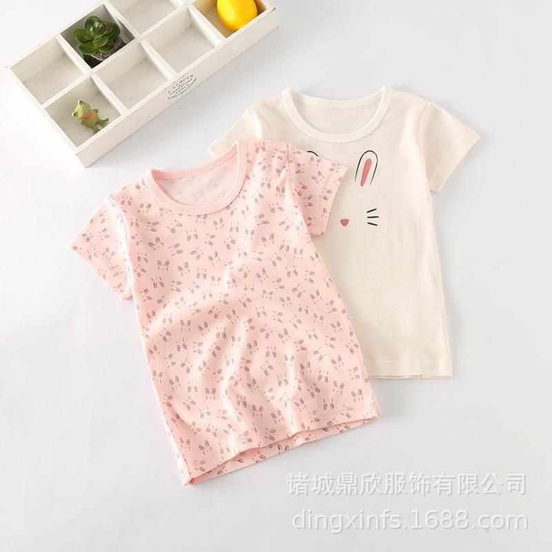 2020 Summer Threaded Children's Clothing Boys And Girls Baby Half Sleeve Pure Cotton Short
