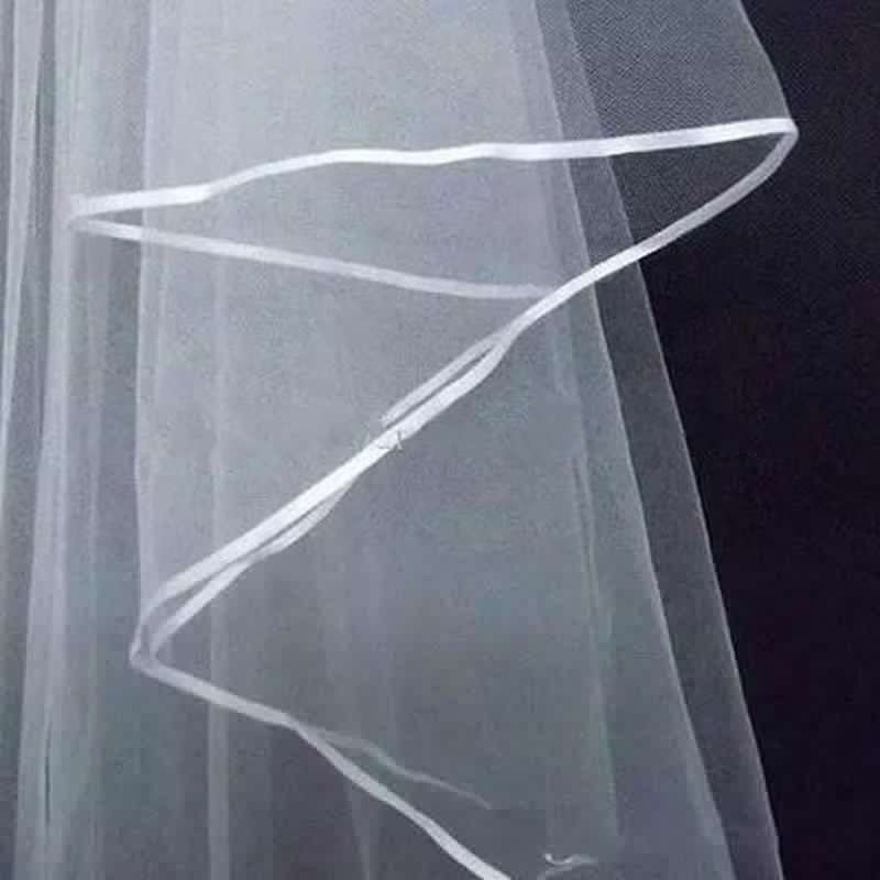 Short Tulle Wedding Veils Two Layer With Comb White Ivory