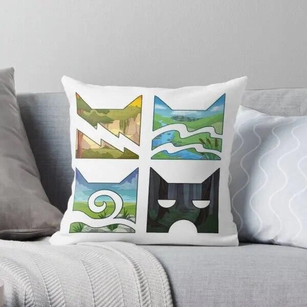 Four Cats Logo  Printing Throw Pillow Cover Anime Office Bedroom Case Decorative Pillows Not Include