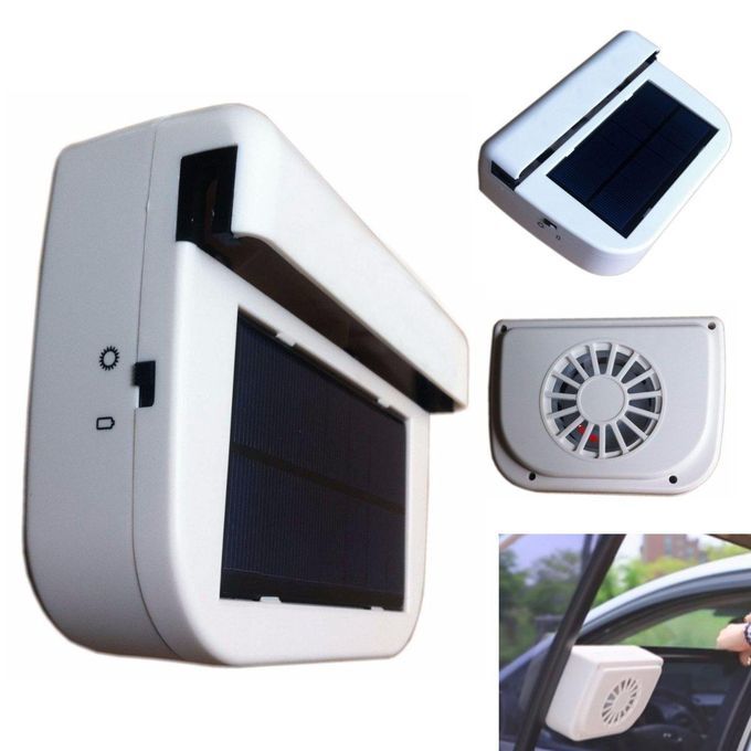 White Solar Sun Powered Car Van Truck Window Ventilator Cooler Air Vent Cool Fan