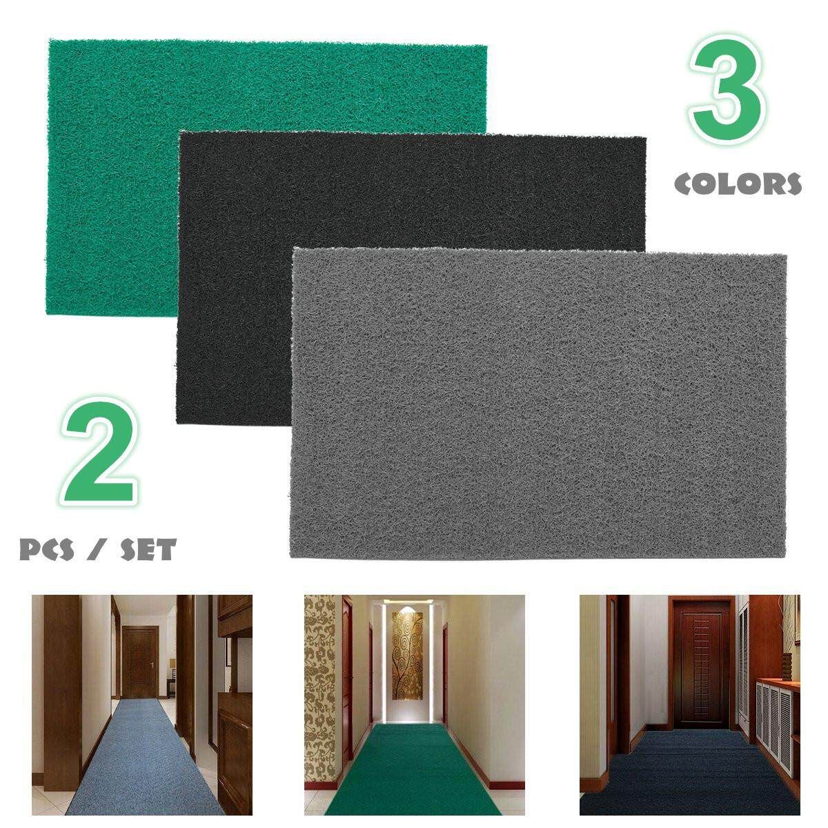 2 Pcs Set Heavy Duty Door Mats Non Slip Rubber Floor Rugs Kitchen Carpet 40x60cm Gray