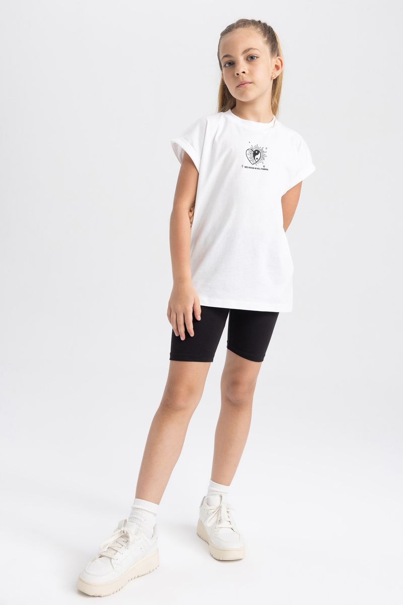 2 Piece Girl Casual Relax Fit Knitted Set - White