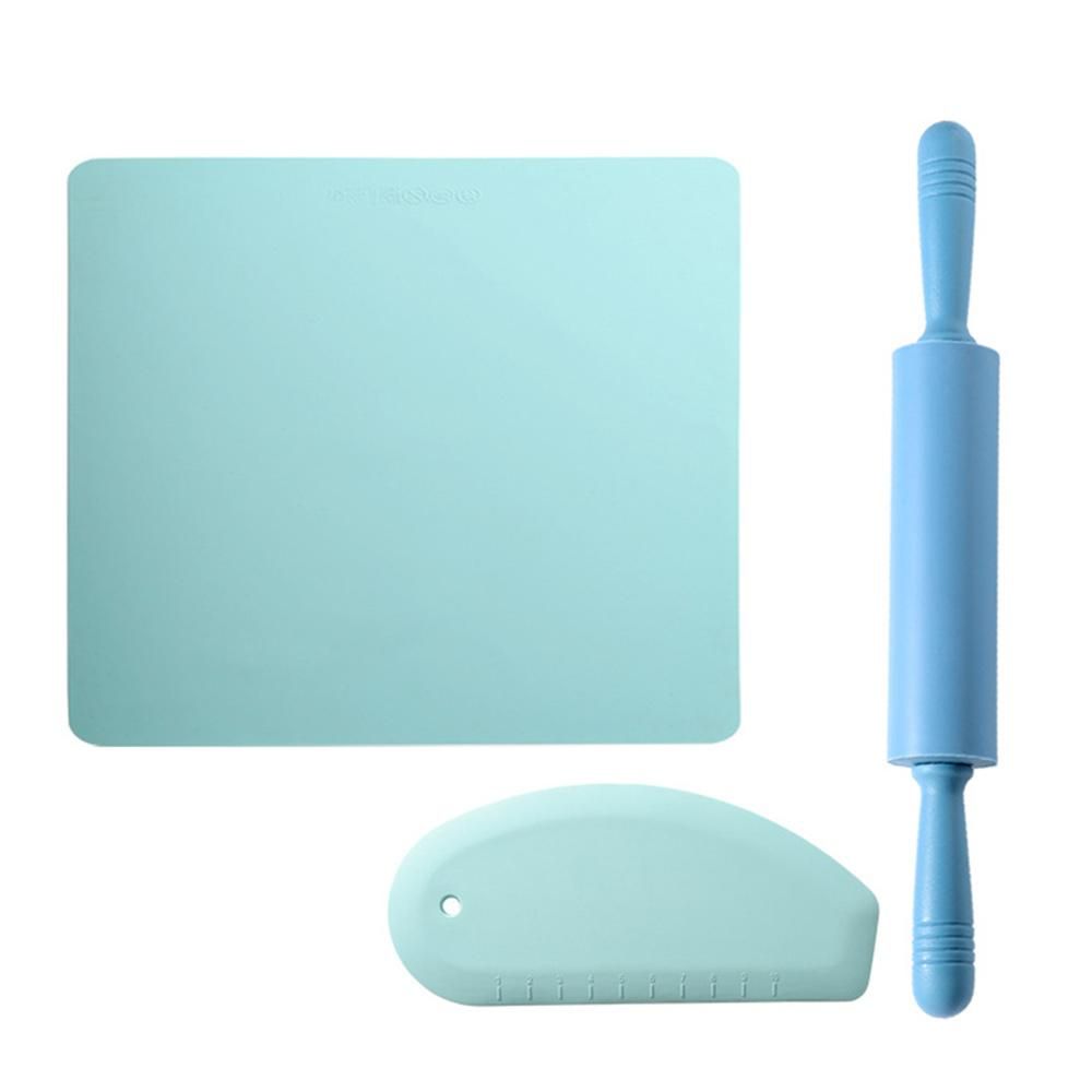 Baking Tool Pastry Boards Rolling Pin Kneading Pad (Green+Blue)