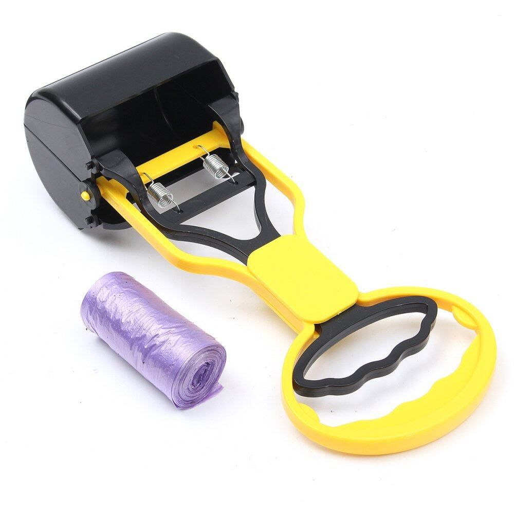 Pet Dog Cat Pooper Scooper Jaw Poop Clean Pick Up Waste Scoop Long Handle Tool Yellow Yellow