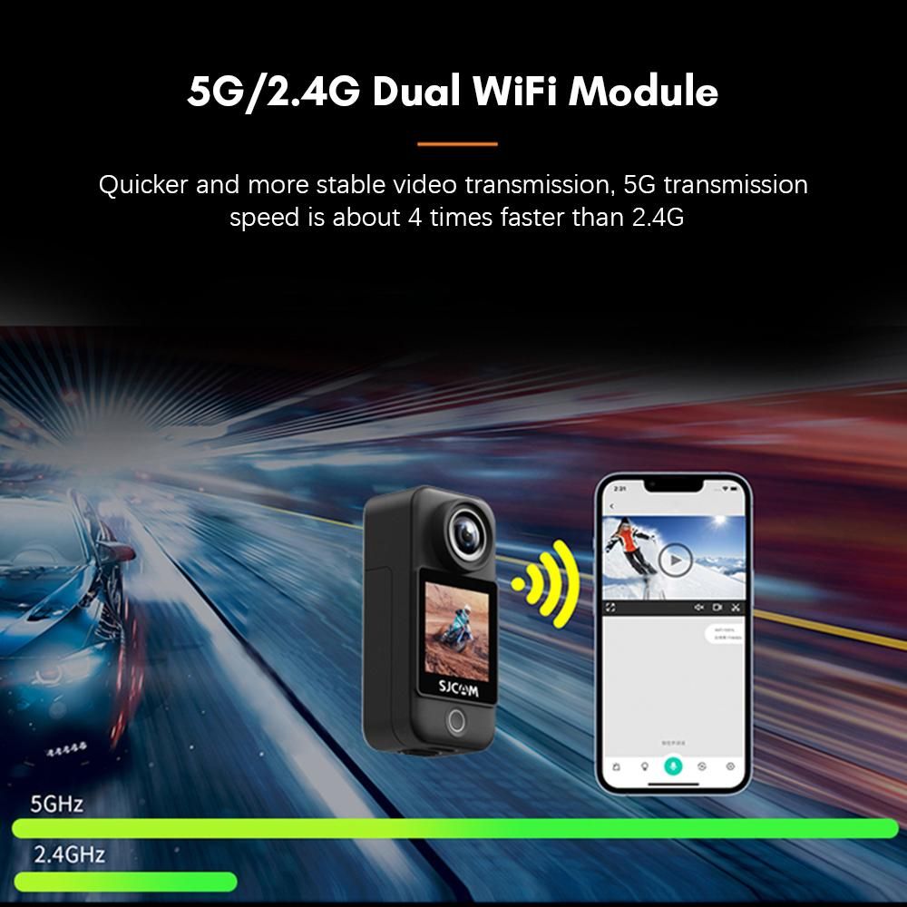 SJCAM C300 Pocket 4K 30FPS Action Camera 5G/2.4G WiFi Sports Camera 1.33 Inch Touch Control Screens 154° Wide Angle Lens 6-Axis Gyro Stabilization 30M Waterproof Night Vision with Detachable Battery